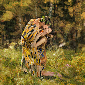 арт проект на картину Густава Климта "поцелуй"